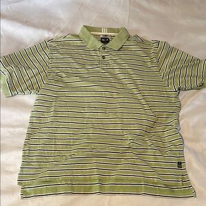 adidas Green Striped Polo Shirt